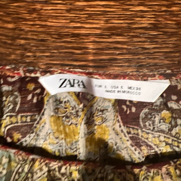 ZARA Sheer Multicolor Paisley Long Sleeve Top Blouse Large - Picture 3 of 4